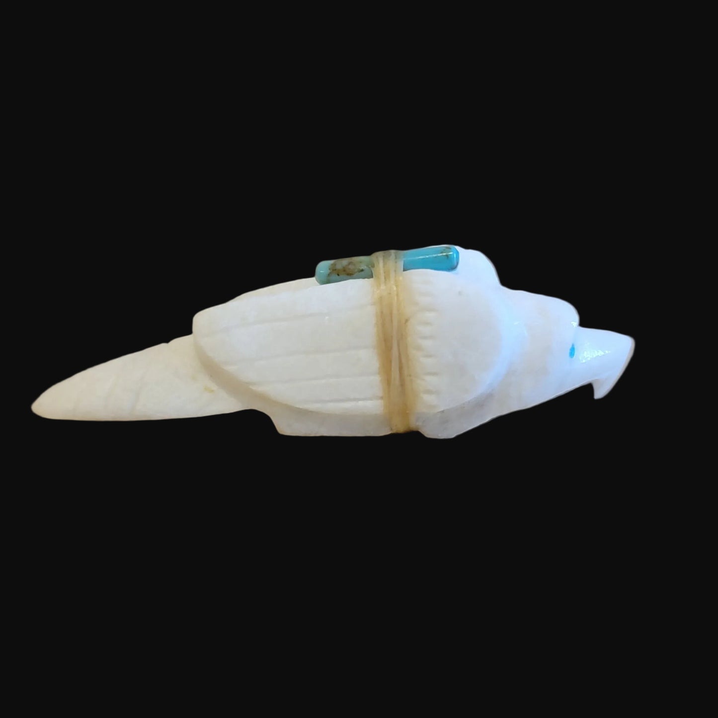 White Marble Eagle w/Offering Zuni Fetish