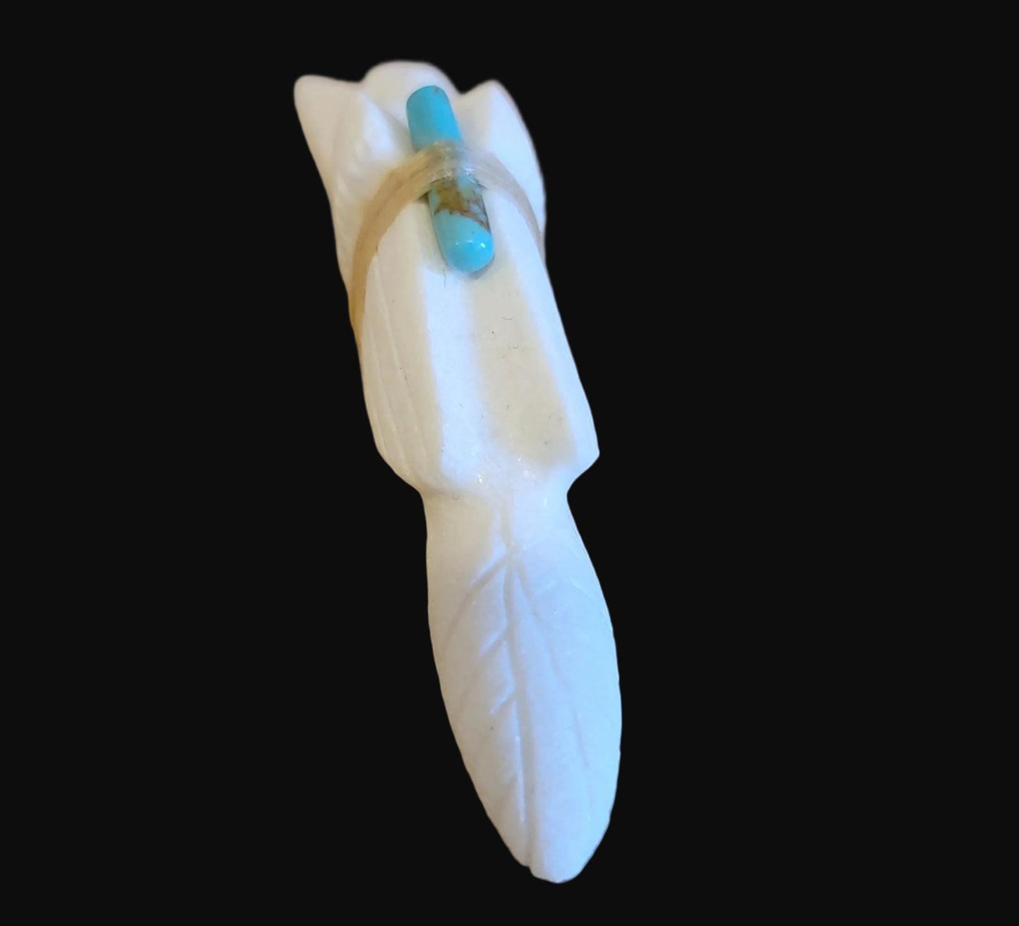 White Marble Eagle w/Offering Zuni Fetish