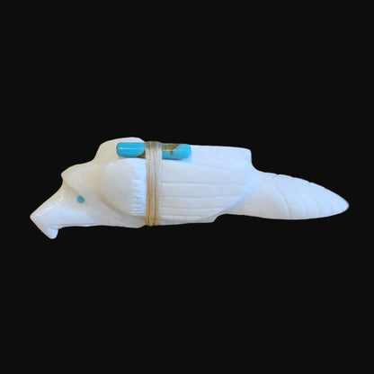 White Marble Eagle w/Offering Zuni Fetish