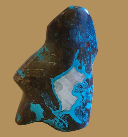Chrysocolla Cardinal Zuni Fetish w/Crystal