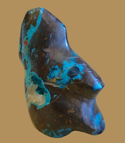 Chrysocolla Cardinal Zuni Fetish w/Crystal