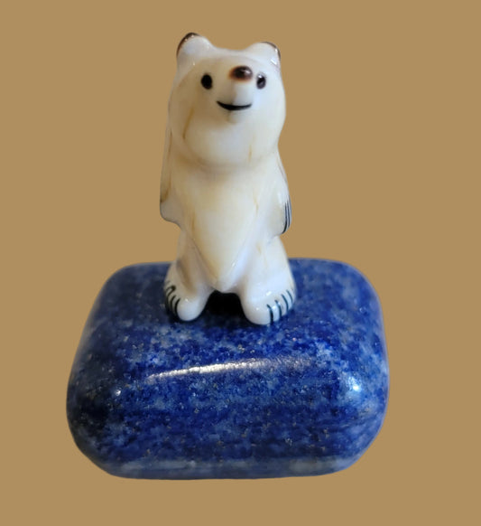 Antler Bear on Sodalite Base Zuni Fetish