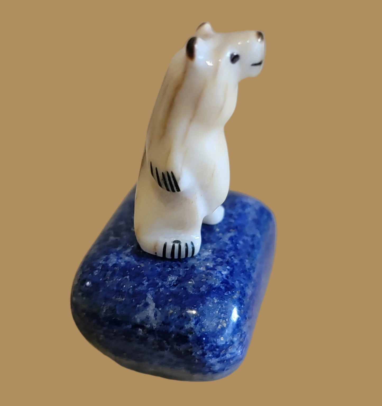 Antler Bear on Sodalite Base Zuni Fetish