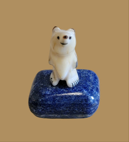 Antler Bear on Sodalite Base Zuni Fetish