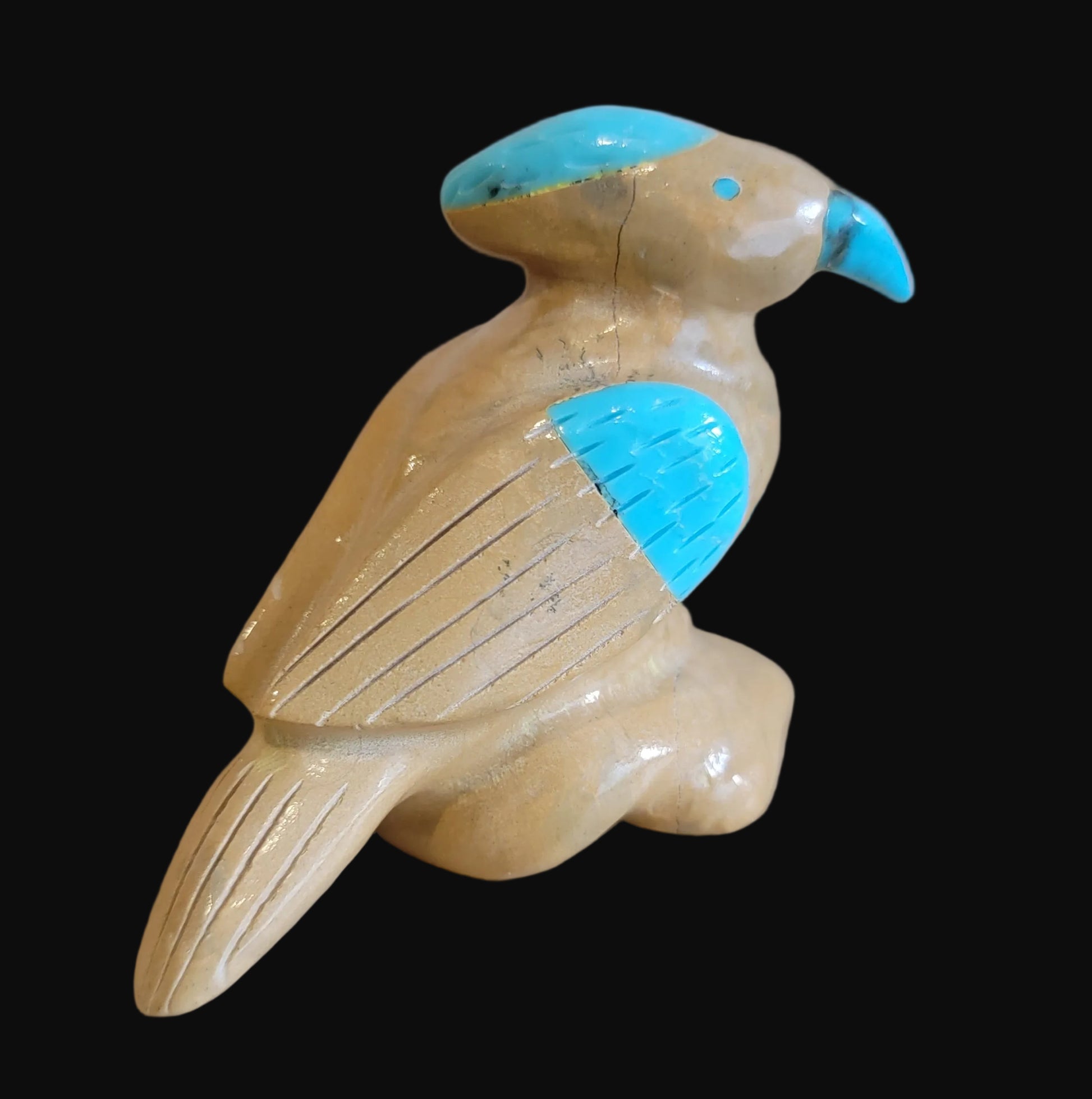 Travertine Parrot Zuni Fetish