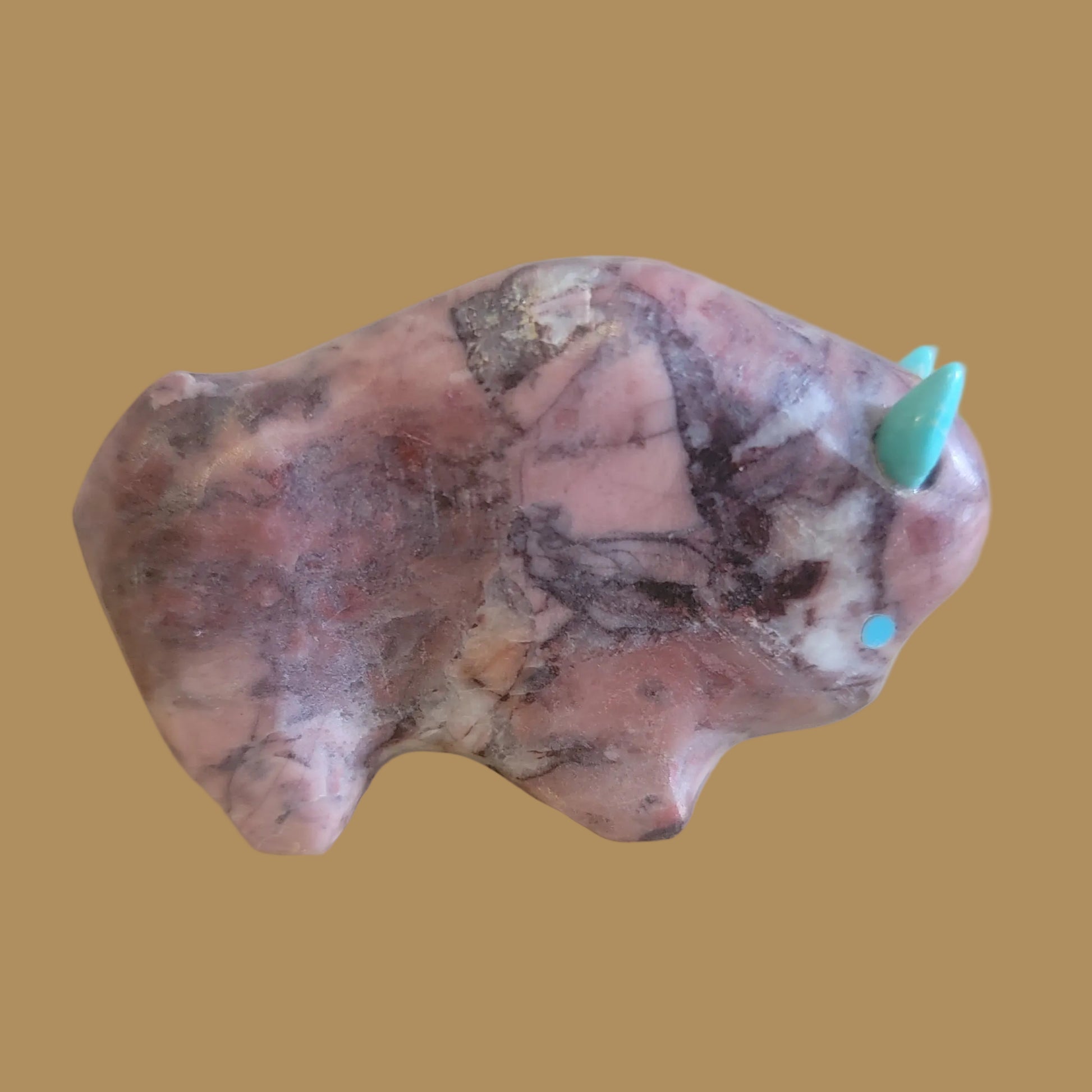Rhodonite Bison/Buffalo Zuni Fetish