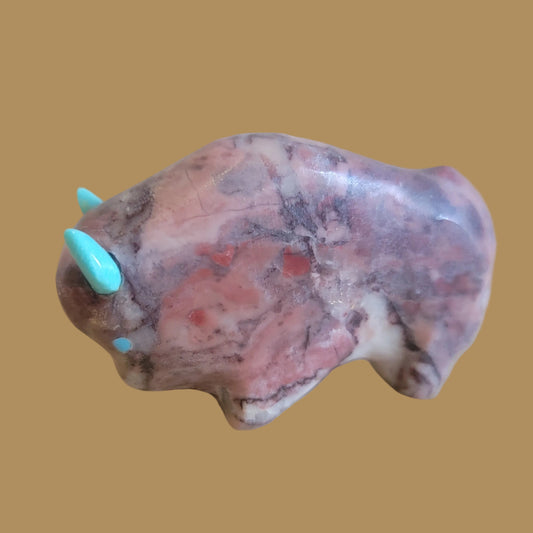 Rhodonite Bison/Buffalo Zuni Fetish