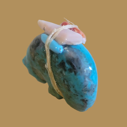 Turquoise Medicine Bear w/Pack Zuni Fetish