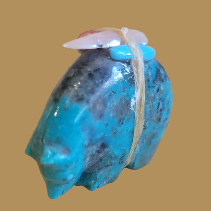 Turquoise Medicine Bear w/Pack Zuni Fetish