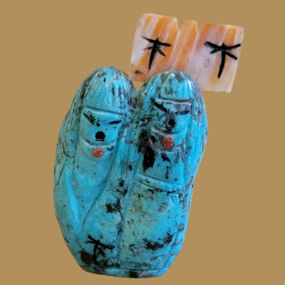 Quadruple Turquoise Zuni  Maidens w/Tablita Zuni Fetish
