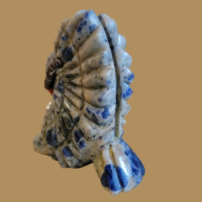 Sodalite Hawk with Sterling Silver Pendant and Beautiful Hawk Eyes Zuni Fetish