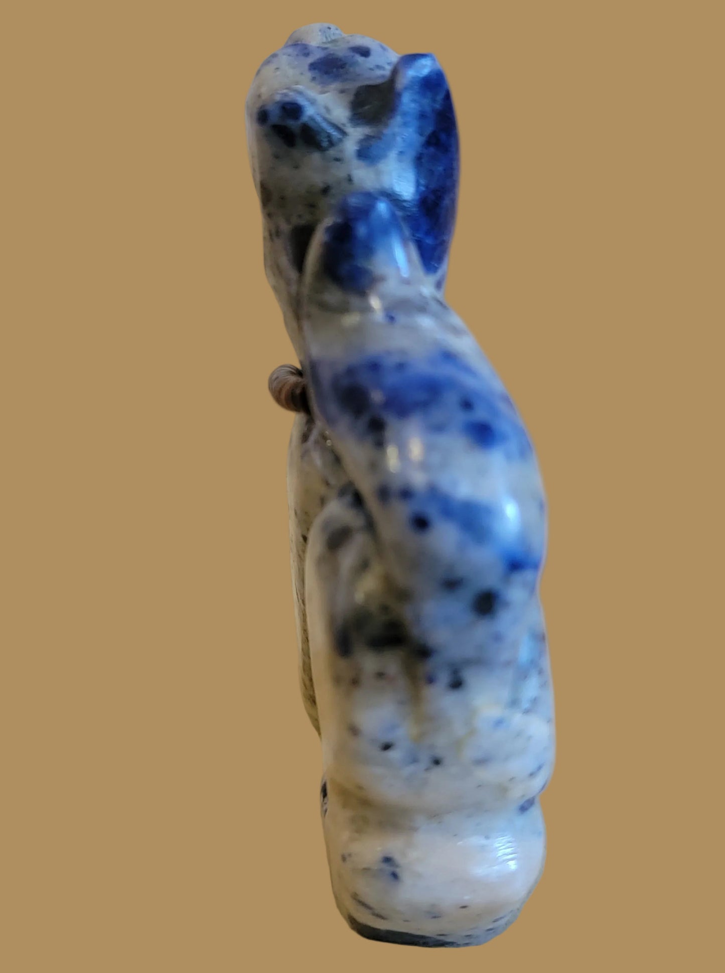 Howling Sodalite Coyote W/ Sterling Bear Necklace Zuni Fetish