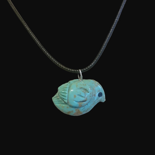 Campo Frio Turquoise Messenger Bird Zuni Fetish Pendant/Necklace