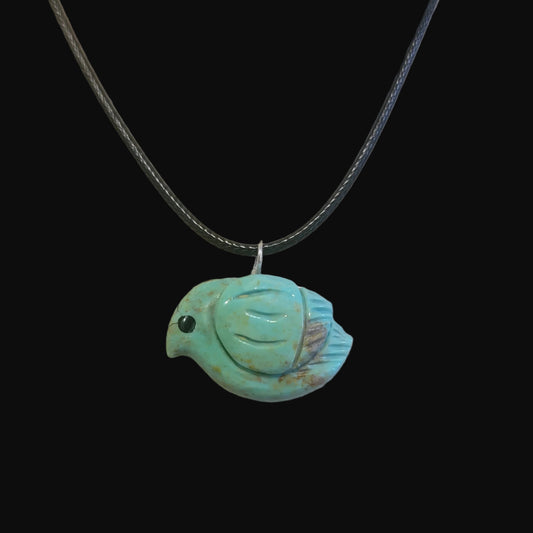 Campo Frio Turquoise Messenger Bird Zuni Fetish Pendant/Necklace
