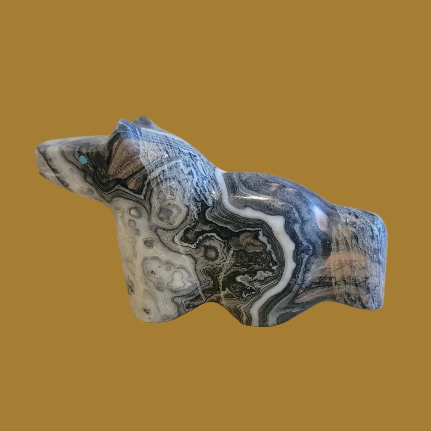 Orca Agate Healing Horse Zuni Fetish