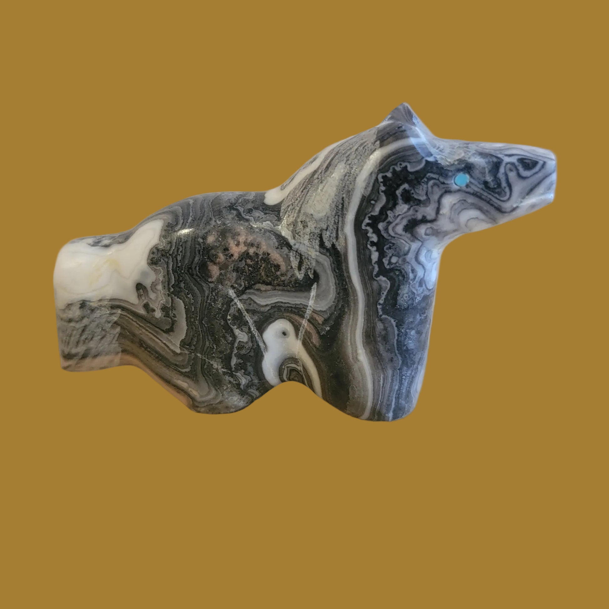 Orca Agate Healing Horse Zuni Fetish