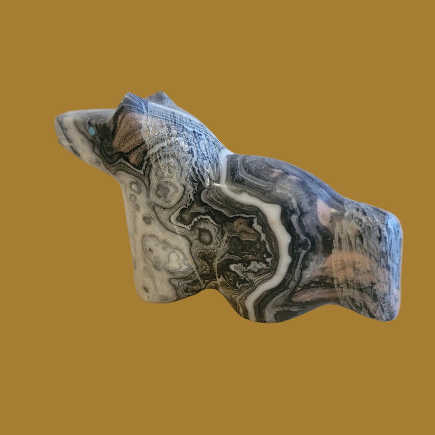 Orca Agate Healing Horse Zuni Fetish