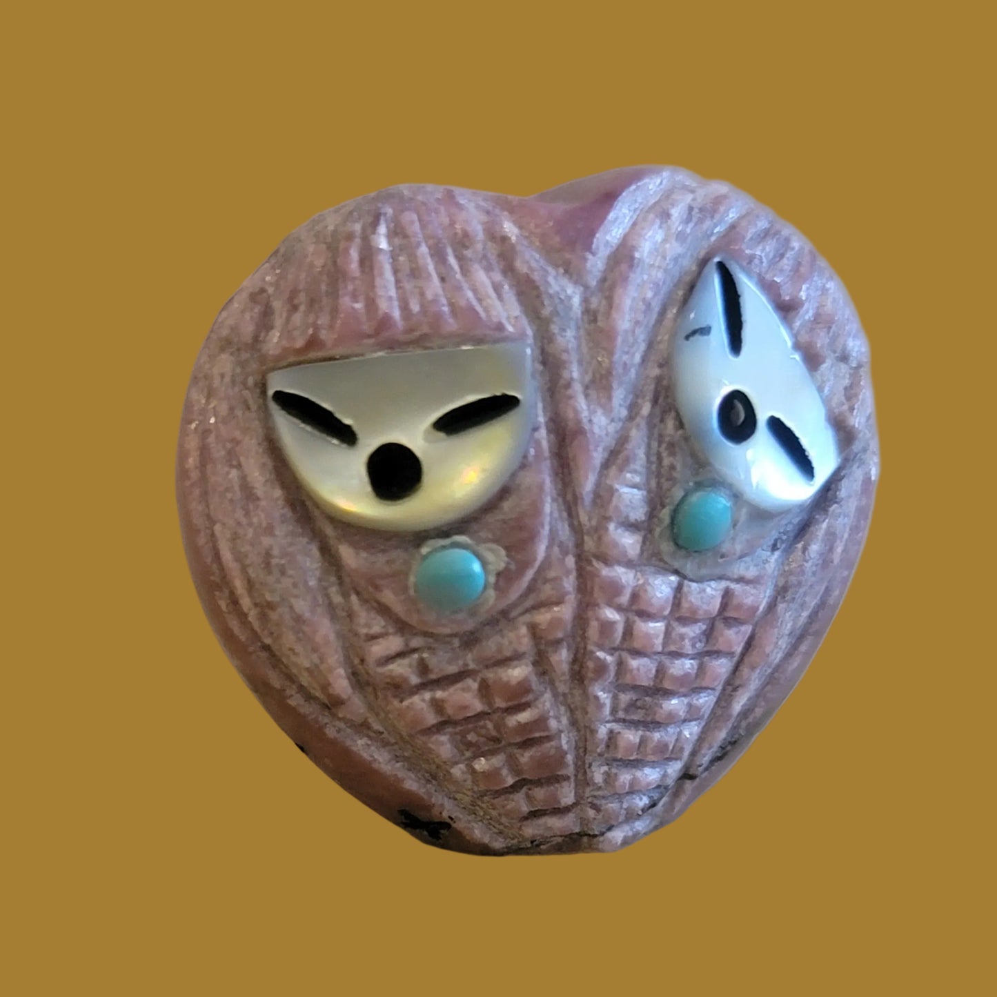 Rhodonite Heart Shaped Double Maidens Zuni Fetish