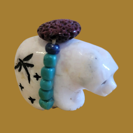 Pink Mangano Calcite Bundled Zuni Fetish Bear