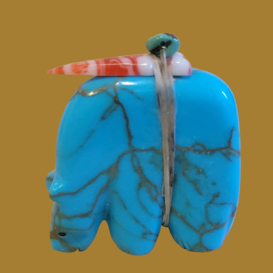 Turquoise/ Pyrite Composite Medicine Bear w/Pack Zuni Fetish