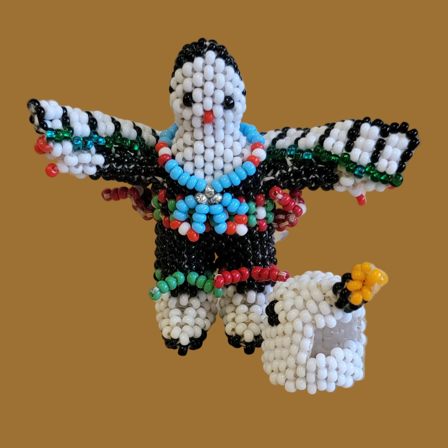 Fully Beaded Zuni Eagle Dancer w/ Removable Face Mask Indian Beadwork