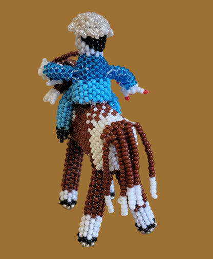 Fully Beaded Zuni Horse and Rider Indian Beadwork