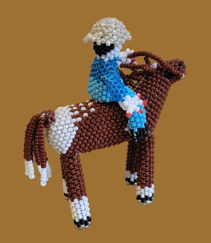 Fully Beaded Zuni Horse and Rider Indian Beadwork