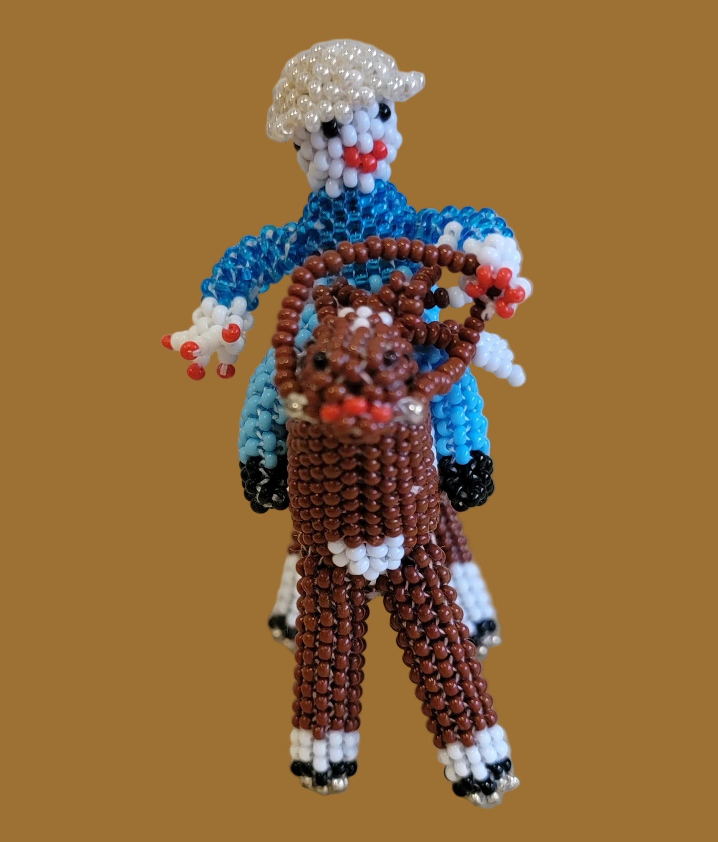 Fully Beaded Zuni Horse and Rider Indian Beadwork