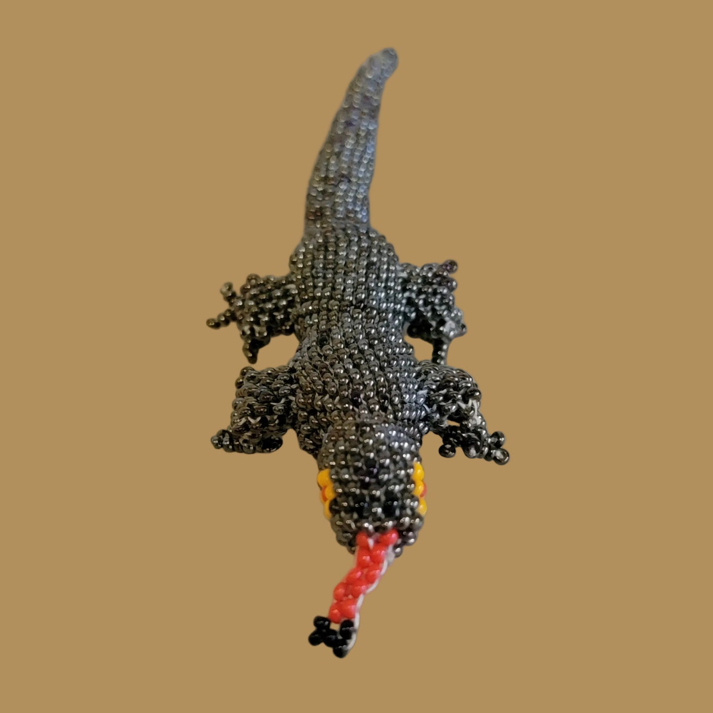 Fully Beaded Zuni Long Tailed Leaping Lizard Indian Beadwork