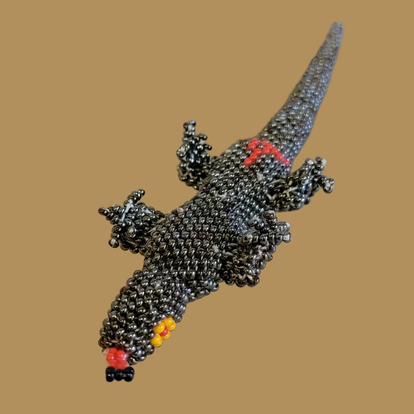 Fully Beaded Zuni Long Tailed Leaping Lizard Indian Beadwork