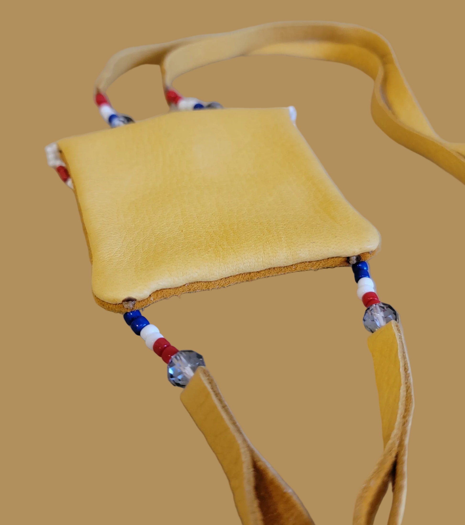 Beaded American Flag Pouch/Necklace with Matching Pin/Hatpin Indian Beadwork