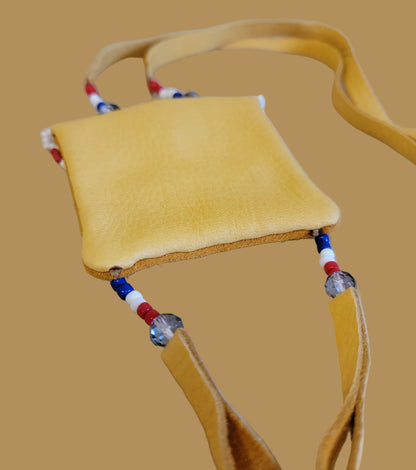 Beaded American Flag Pouch/Necklace with Matching Pin/Hatpin Indian Beadwork