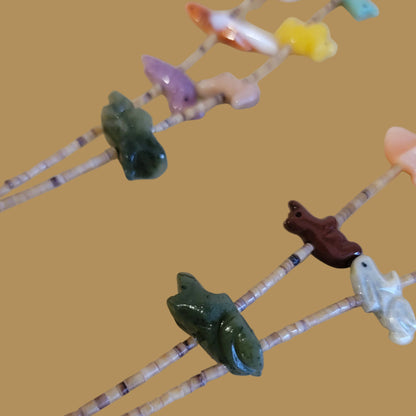 Double Strand Navajo Multi Stone and Shell Zuni Fetish Necklace
