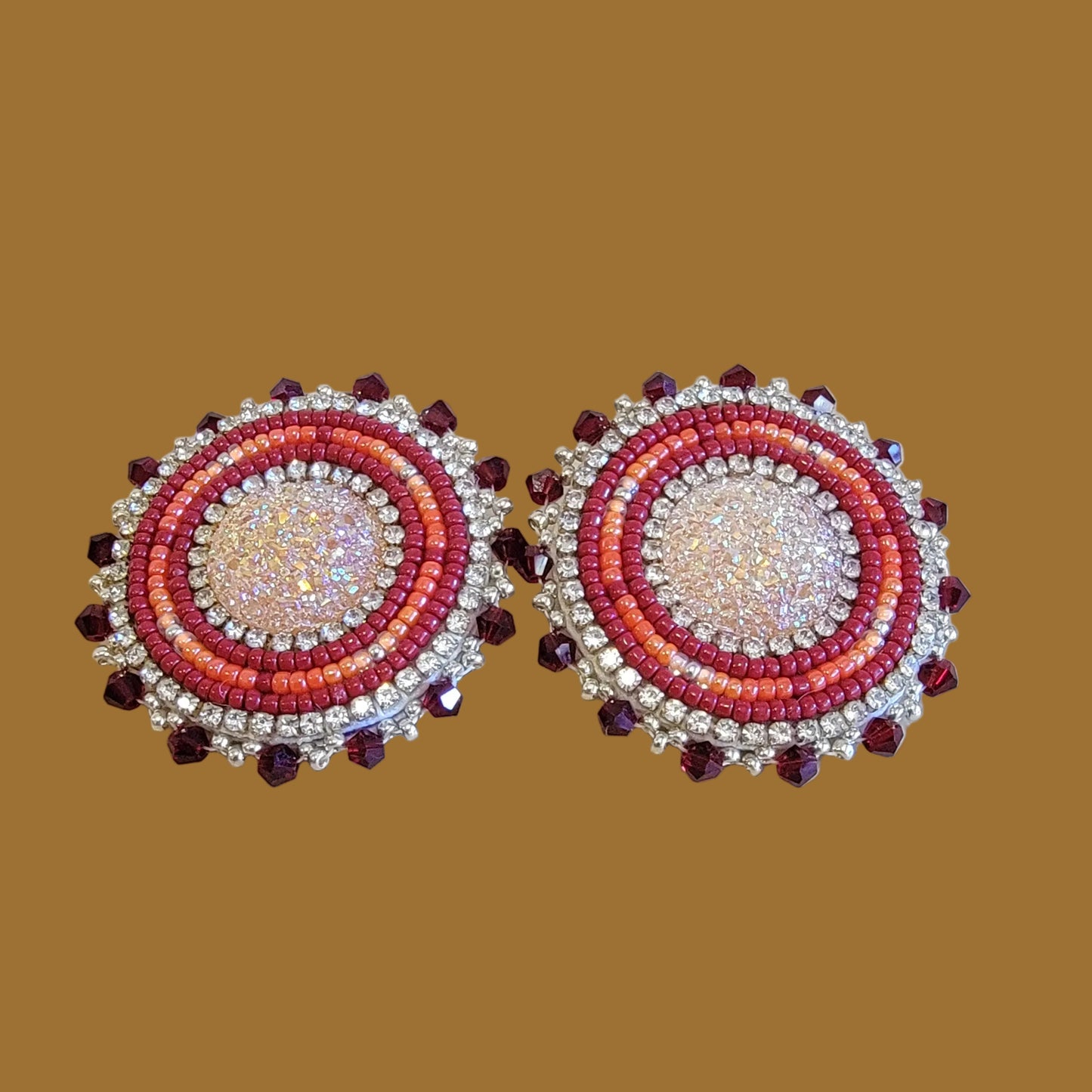 Gorgeous "Eye Catcher" Navajo Beaded Earrings Indian Beadwork