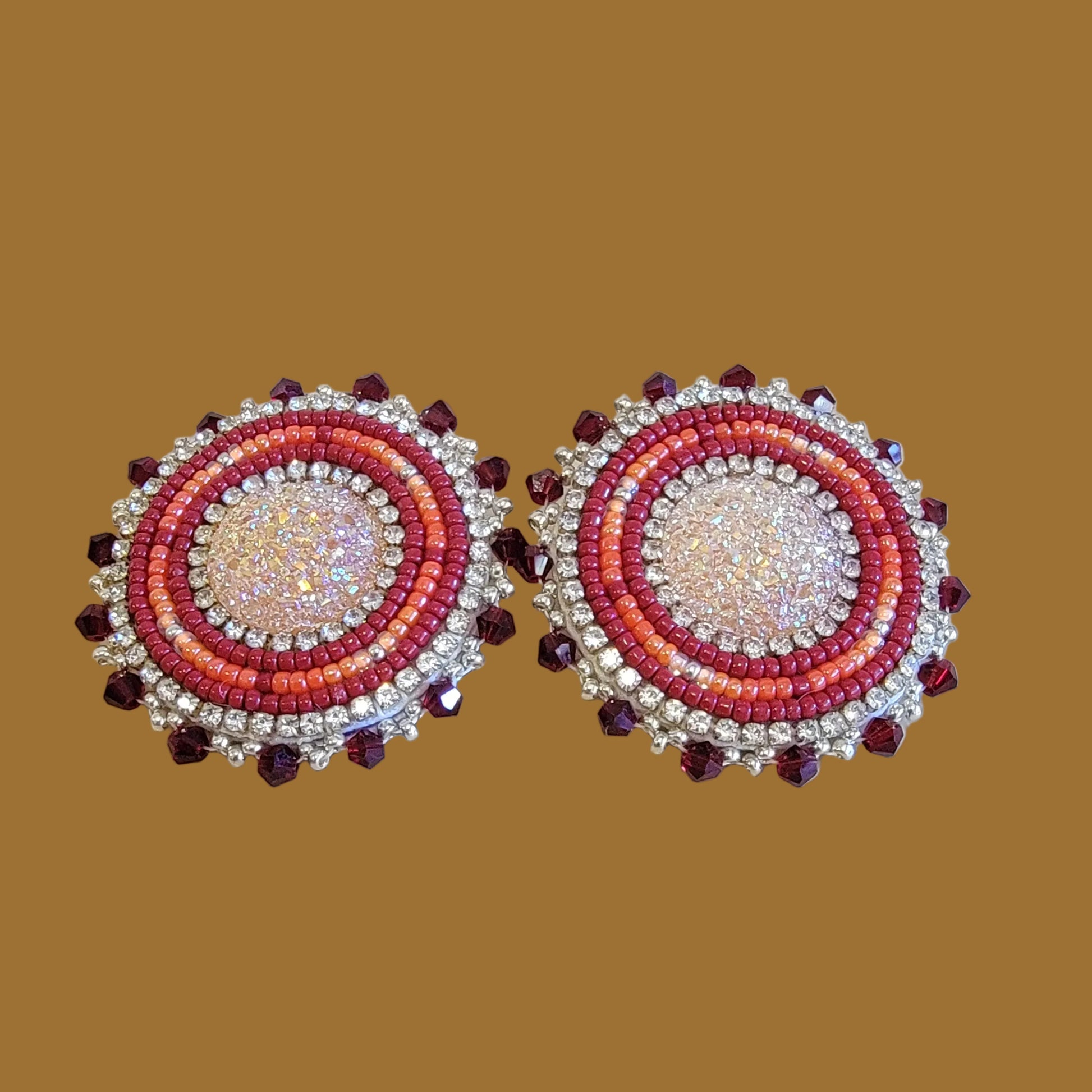 Gorgeous "Eye Catcher" Navajo Beaded Earrings Indian Beadwork