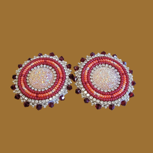 Gorgeous "Eye Catcher" Navajo Beaded Earrings Indian Beadwork