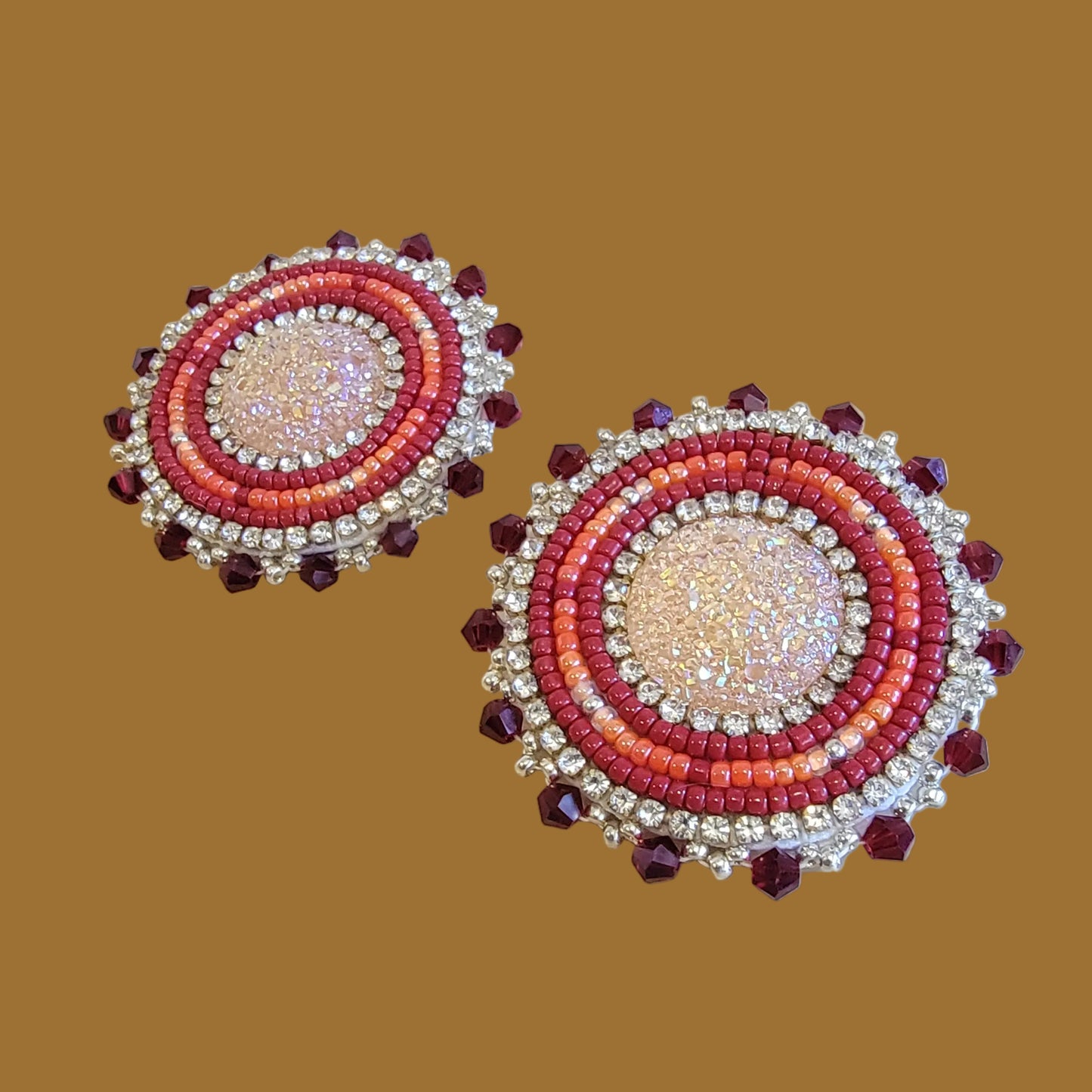 Gorgeous "Eye Catcher" Navajo Beaded Earrings Indian Beadwork