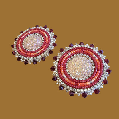 Gorgeous "Eye Catcher" Navajo Beaded Earrings Indian Beadwork