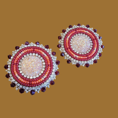 Gorgeous "Eye Catcher" Navajo Beaded Earrings Indian Beadwork
