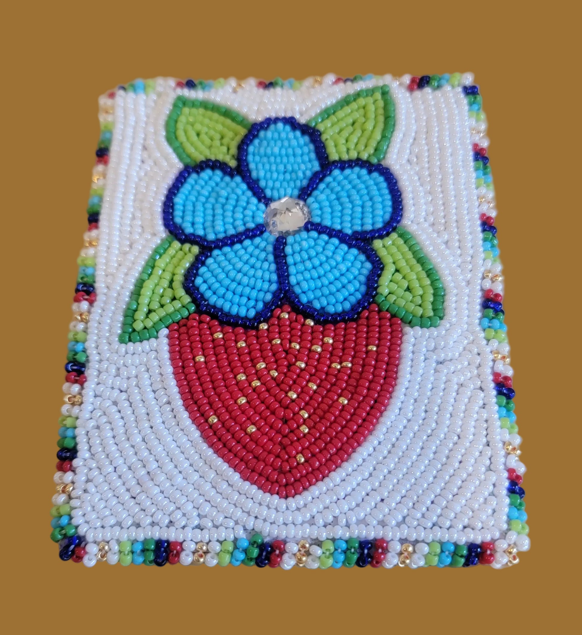 Navajo Fancy Beaded and Edged Buckskin Credit Card Holder Indian Beadwork