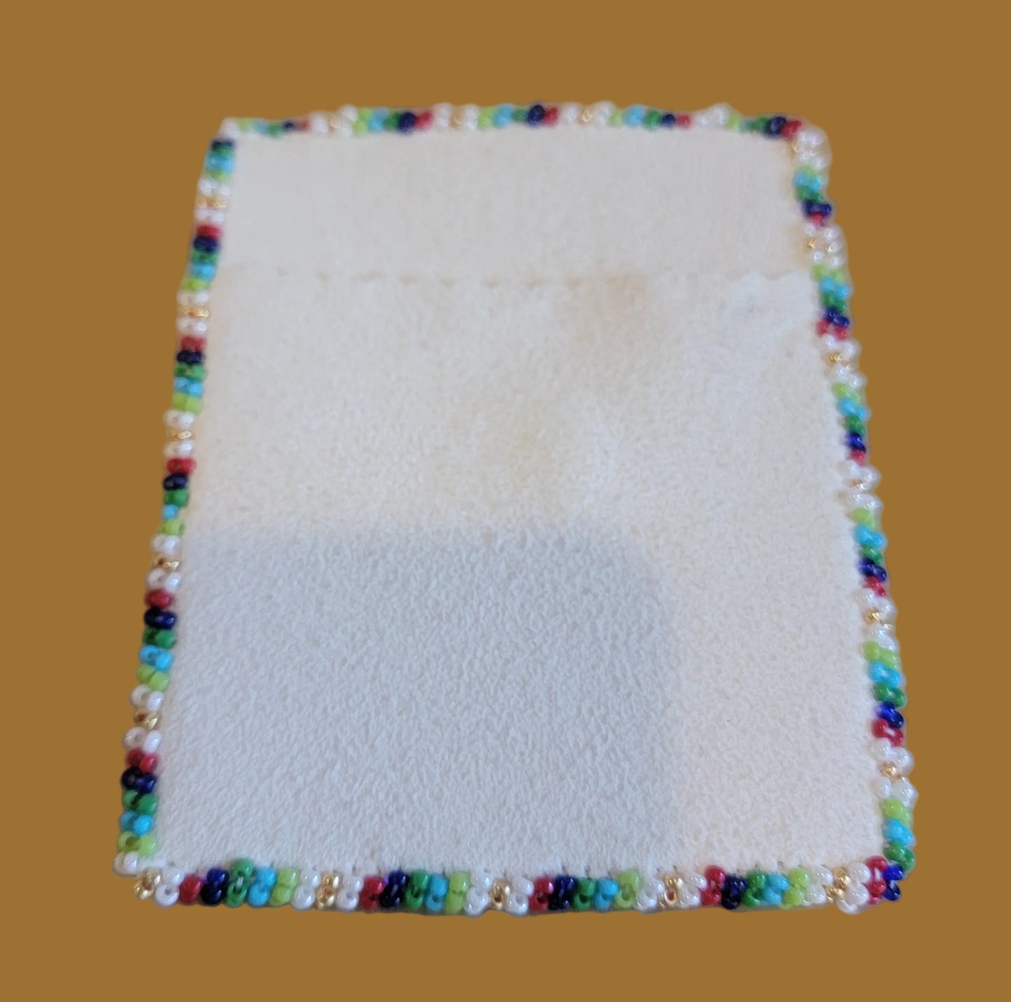 Navajo Fancy Beaded and Edged Buckskin Credit Card Holder Indian Beadwork