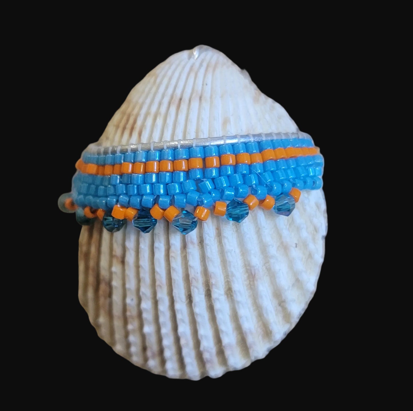 Santa Clara Pueblo Beaded Shell Necklace w/Sterling Chain Indian Beadwork/Jewelry