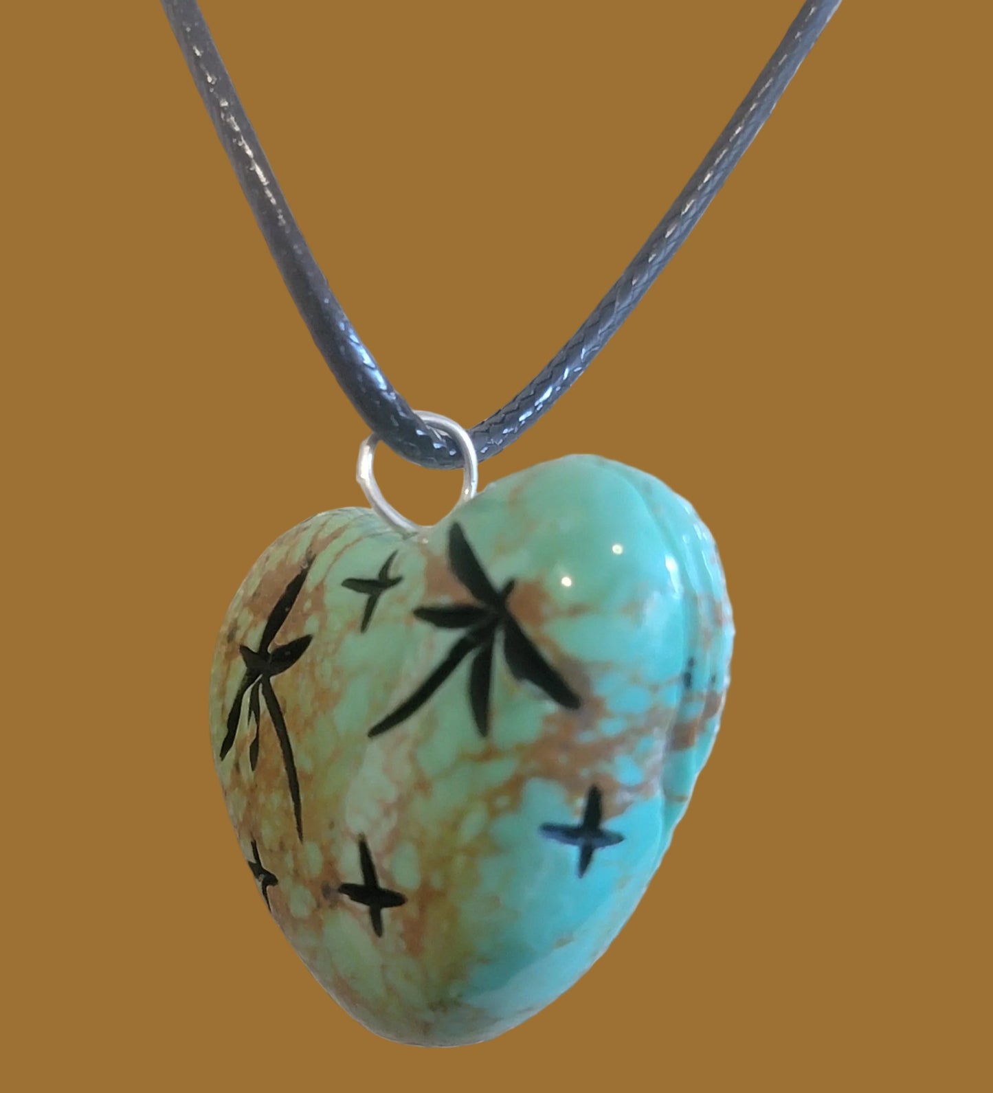 Double Campo Frio Turquoise Zuni Maidens Heart Zuni Fetish Necklace/Pendant