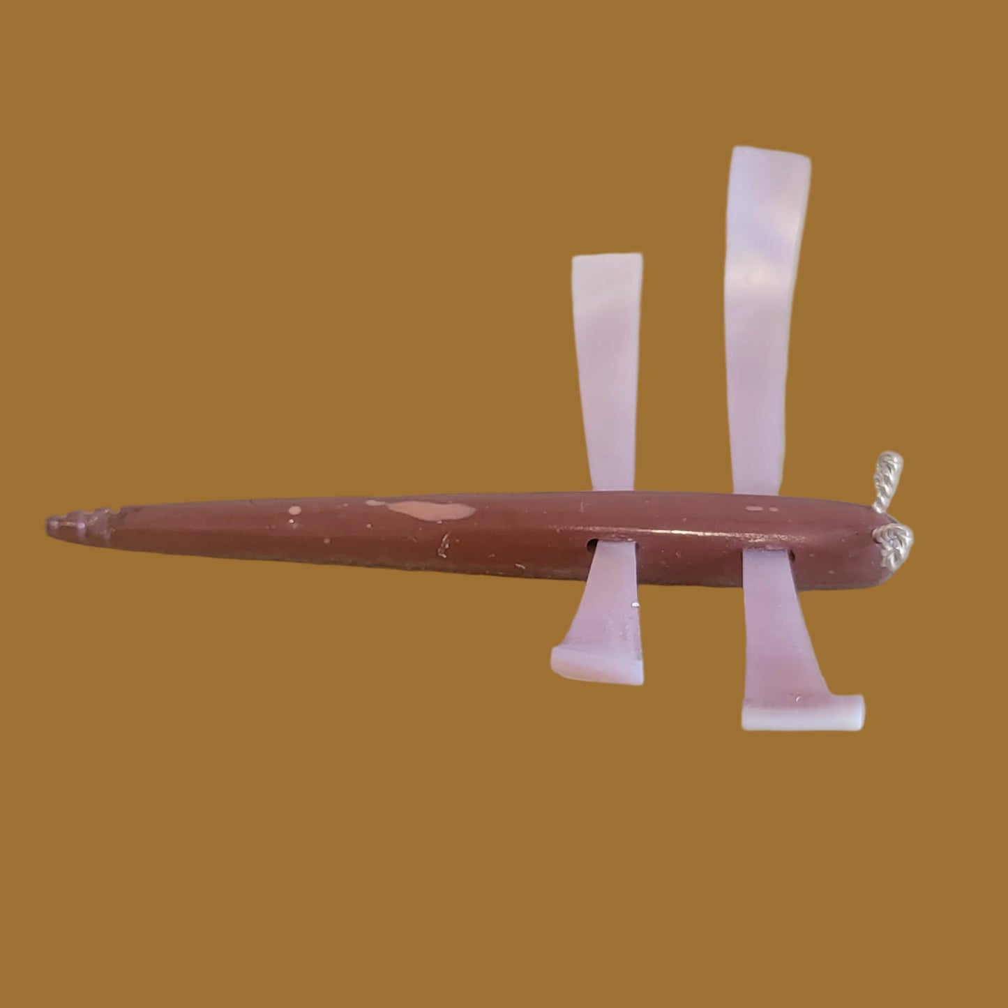 Pipestone and Pink Mussel Shell Zuni Fetish Dragonfly