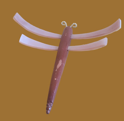 Pipestone and Pink Mussel Shell Zuni Fetish Dragonfly