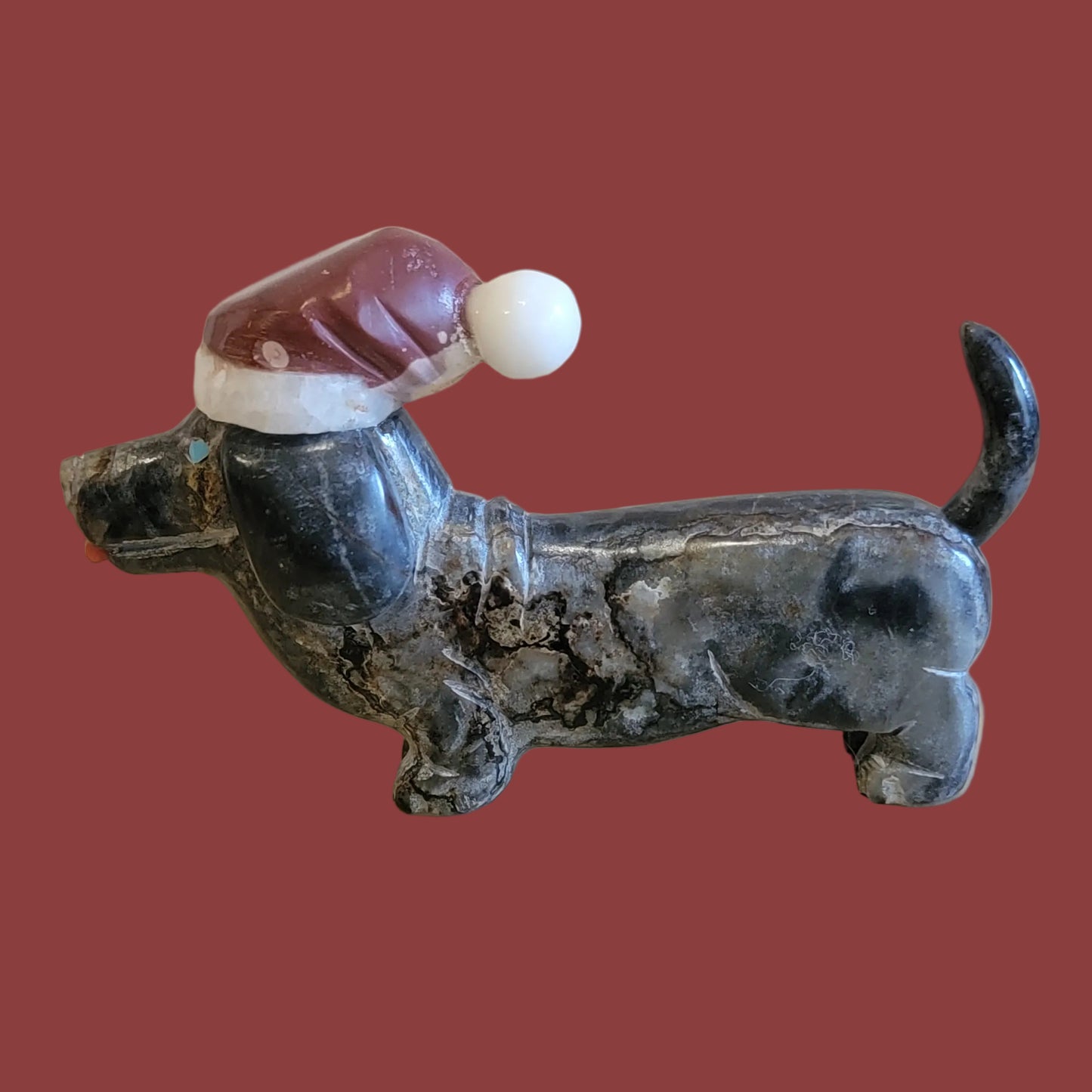 Santa Dachshund Pup is Fun Year Round Zuni Fetish