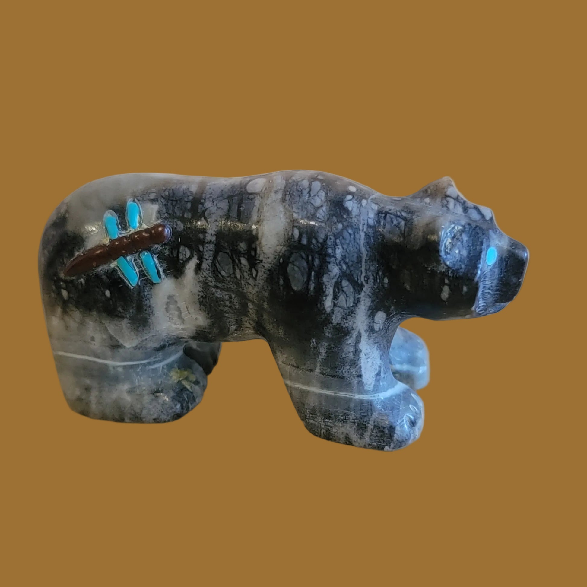 Picasso Marble Bear w/ Dragonfly Zuni Fetish