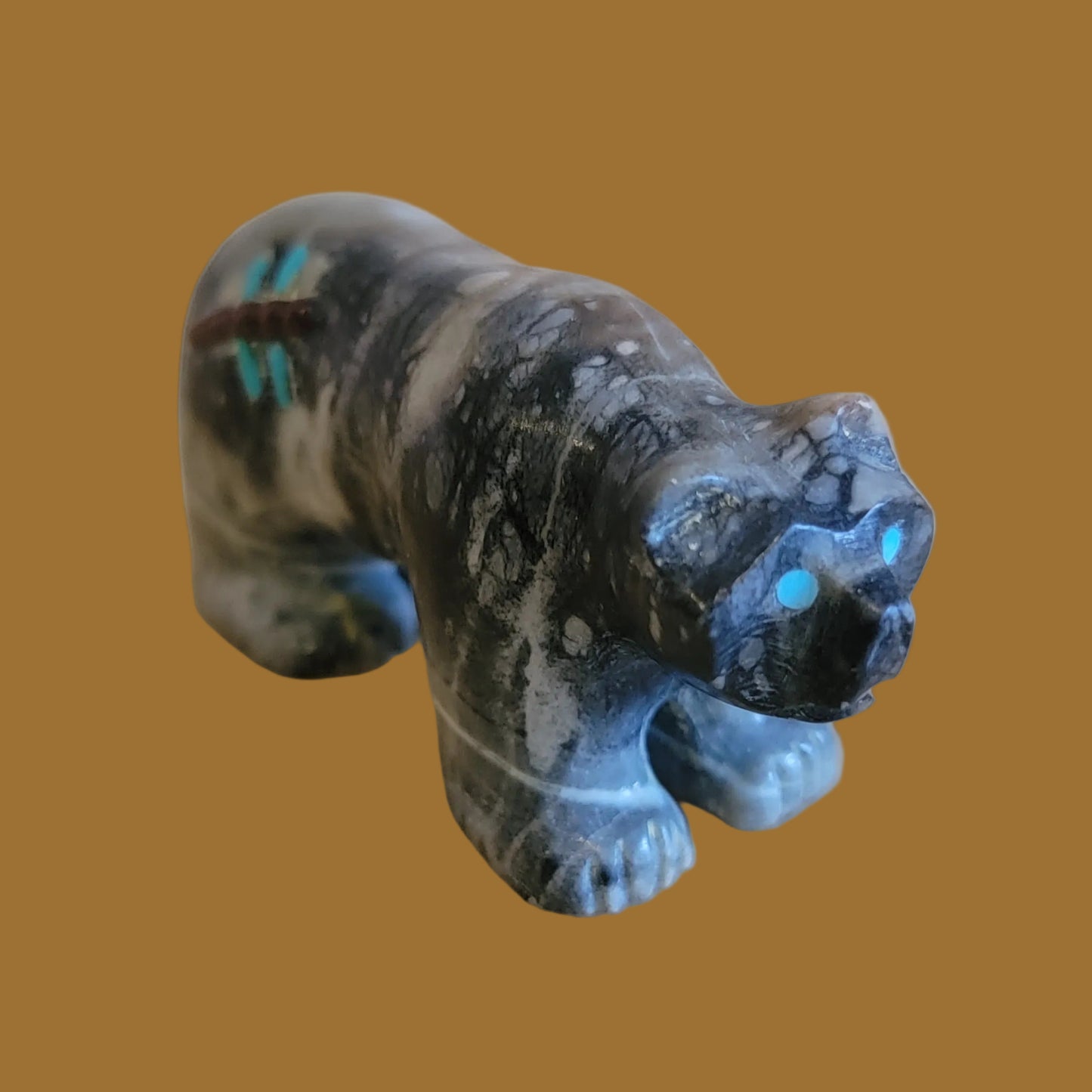 Picasso Marble Bear w/ Dragonfly Zuni Fetish