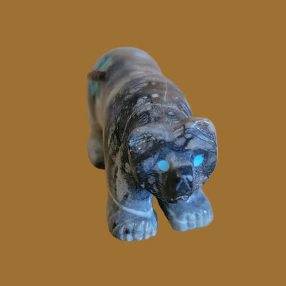 Picasso Marble Bear w/ Dragonfly Zuni Fetish