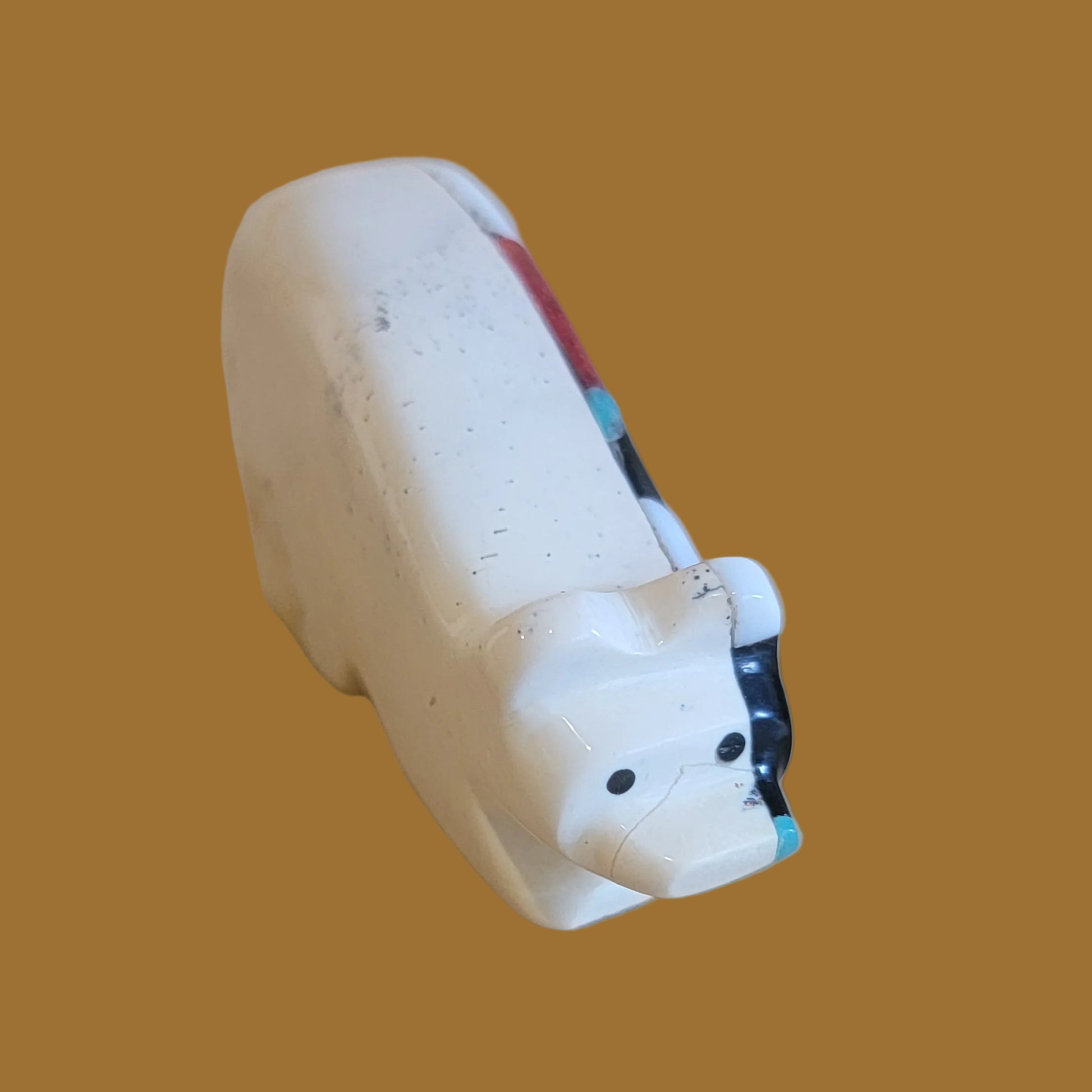 Mosaic Inlay Serpentine Bear Zuni Fetish